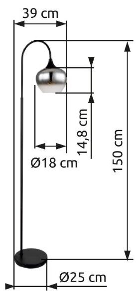 GLOBO 15548S MAXY stojacia lampa V1500mm 1xE27 matná čierna, dymová