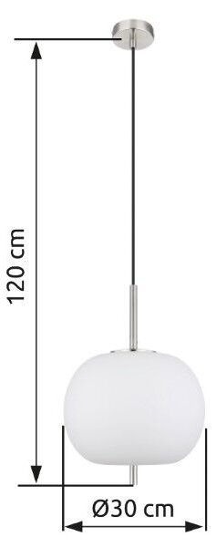 GLOBO 15345H1NO BLACKY I závesné svietidlo D300mm 1xE27 matný nikel, biela