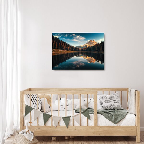 Sklenený obraz - Alpy, Taliansko, Dolomity, Lago Antorno (70x50 cm)