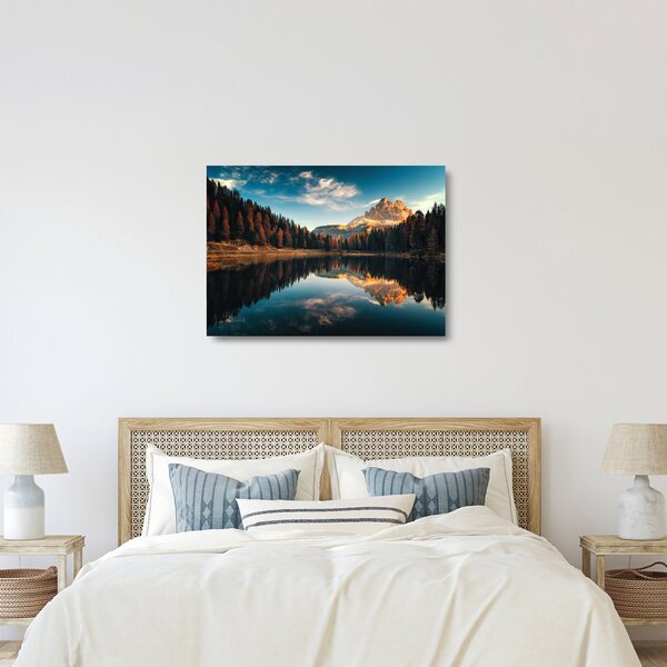 Sklenený obraz - Alpy, Taliansko, Dolomity, Lago Antorno (70x50 cm)