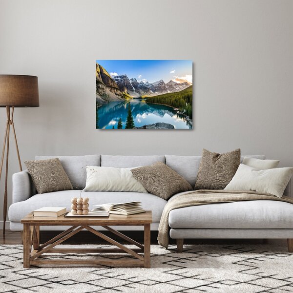Sklenený obraz - Kanada, Národný park Banff, Moraine Lake (70x50 cm)