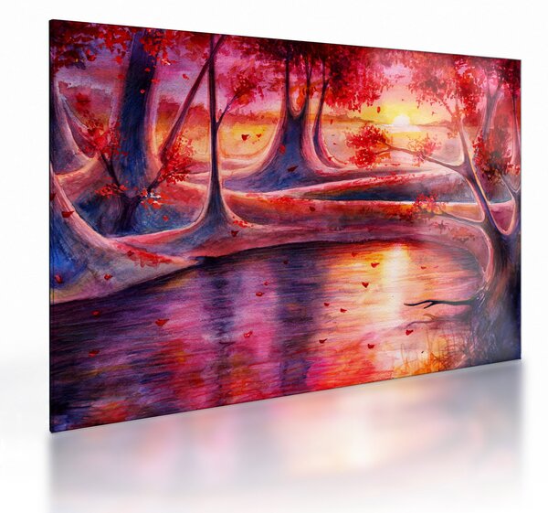 Sklenený obraz čarovného lesa (70x50 cm)