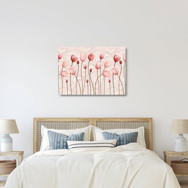 Sklenený obraz - Ružové tulipány (70x50 cm)