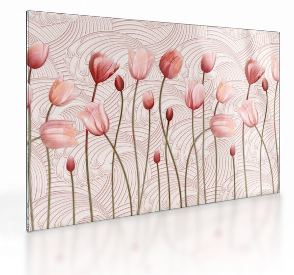Sklenený obraz - Ružové tulipány (70x50 cm)