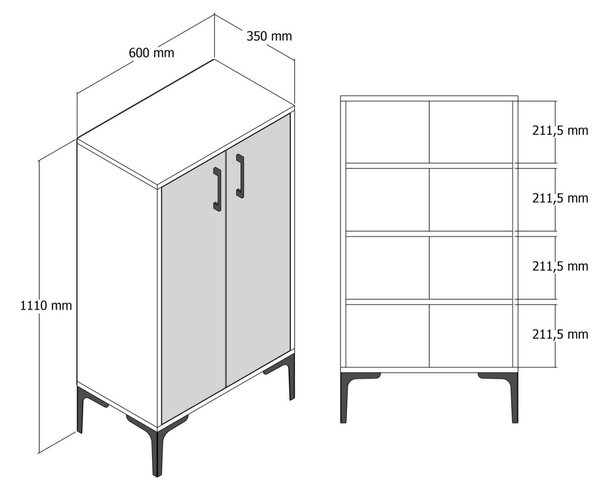 Hanah Home Botník Prag 60x111 cm orech/antracit
