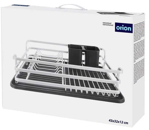 Deluxe Odkvapkávač na riad s podnosom 43 × 32 cm, čierny ORION 155221