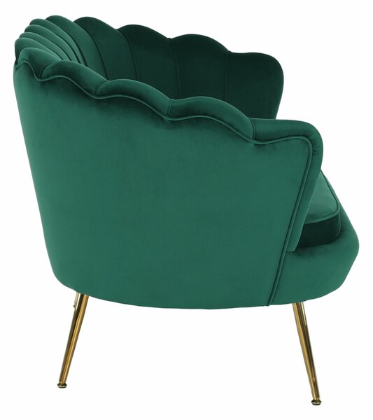 KONDELA Lavica v štýle Art-deco, smaragdová Velvet látka/gold chróm-zlatý, NOBLIN
