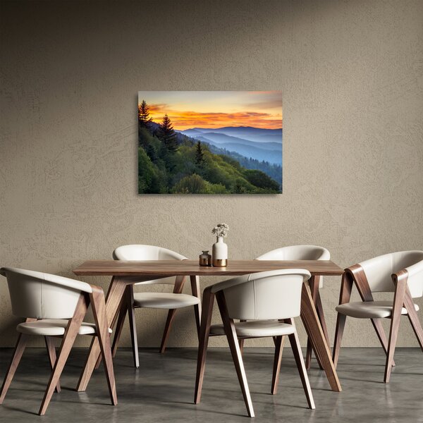 Sklenený obraz - Červánky v horách (70x50 cm)