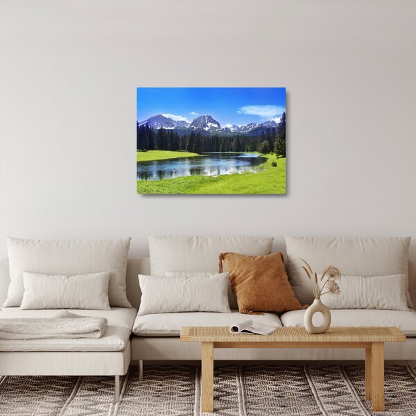 Sklenený obraz - Zasnežené vrcholky hôr (70x50 cm)