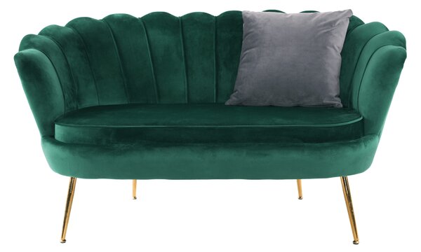 KONDELA Lavica v štýle Art-deco, smaragdová Velvet látka/gold chróm-zlatý, NOBLIN