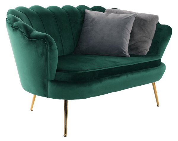 KONDELA Lavica v štýle Art-deco, smaragdová Velvet látka/gold chróm-zlatý, NOBLIN