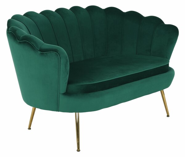 KONDELA Lavica v štýle Art-deco, smaragdová Velvet látka/gold chróm-zlatý, NOBLIN