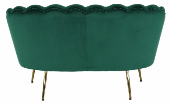 KONDELA Lavica v štýle Art-deco, smaragdová Velvet látka/gold chróm-zlatý, NOBLIN