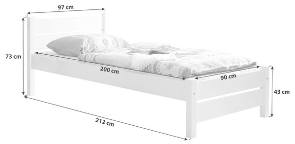 POSTEĽ, 90/200 cm biela MID.YOU - Postele, Online Only