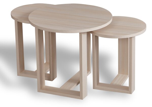 Hanah Home Sada 3 odkladacích stolíkov Mira dub