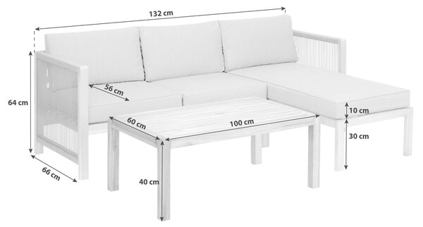 TERASOVÁ SEDACIA SÚPRAVA drevo, textil Acamp - Online Only záhrada, Online Only
