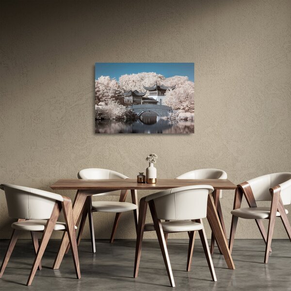 Sklenený obraz - Rozkvitnuté stromy v Ázii (70x50 cm)