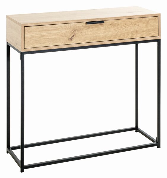 KONZOLOVÝ STOLÍK, čierna, farba duba, kov, kompozitné drevo, 80/28/77 cm - Online Only obývacie izby, Online Only