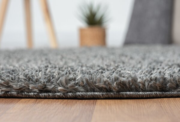 My Flair, Kusový koberec My Shaggy grau kruh, 100x100 (priemer) kruh, šedá, chodba / predsieň