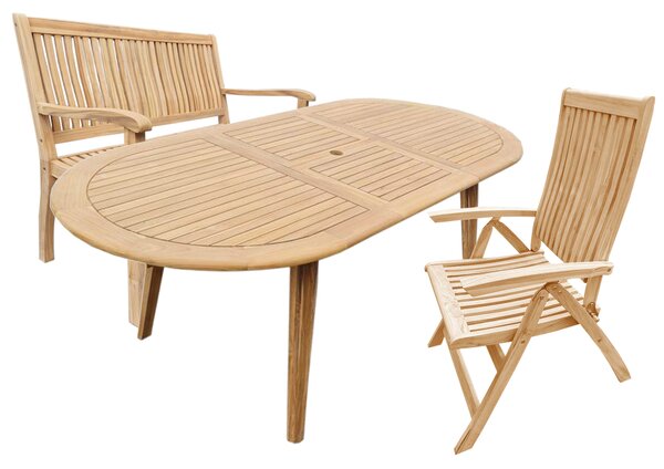 Doppler TECTONA - drevený rozkladací teakový stôl 150/200x95 cm - Tovar s drobnou vadou (N294)