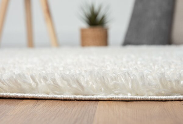 My Flair, Kusový koberec My Shaggy creme kruh, 120x120 (priemer) kruh, biela, chodba / predsieň