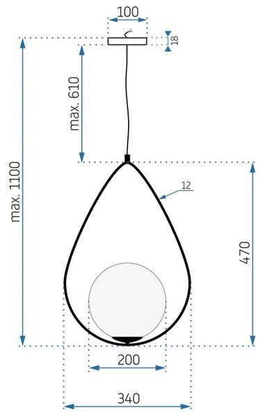 TooLight Stropné svietidlo Luca APP977-1CP čierne