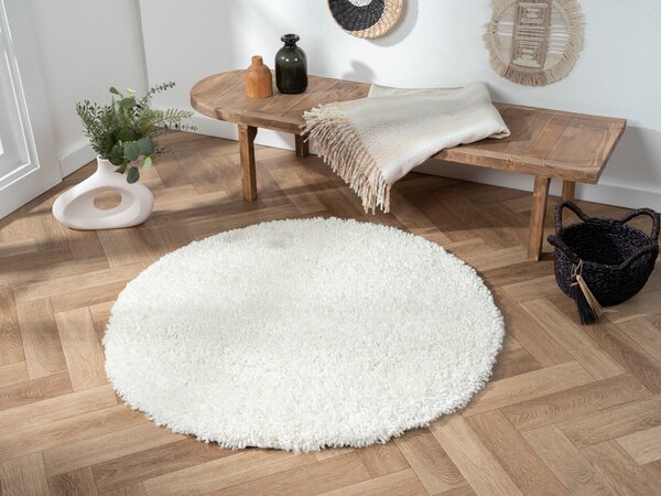 My Flair, Kusový koberec My Shaggy creme kruh, 120x120 (priemer) kruh, biela, chodba / predsieň