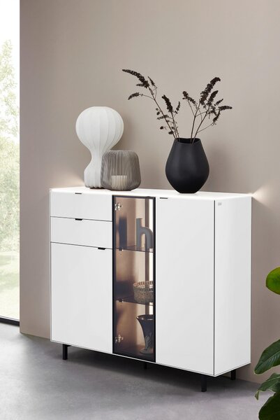 VYSOKÁ KOMODA, dub, biela, 141,2/120/40 cm Dieter Knoll - Komody