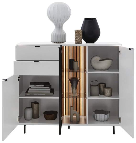 VYSOKÁ KOMODA, dub, biela, 141,2/120/40 cm Dieter Knoll - Komody