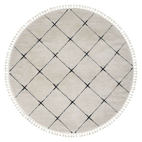 My Flair , Kusový koberec Moroccan Vision weiß kruh, 140x140 (priemer) kruh, čiernobiela, obývacia izba