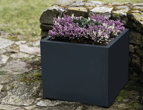 Cube Záhradný kvetináč 60 × 60 × 50 cm, nerezový, antracitový CORGARDEN 1087