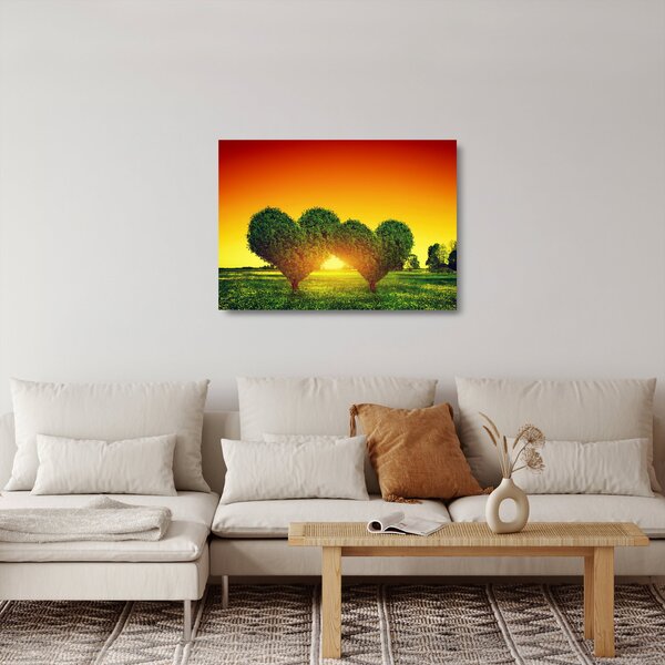 Sklenený obraz - Srdce v korunách stromov (70x50 cm)