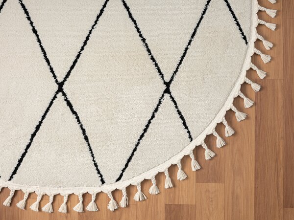 My Flair , Kusový koberec Moroccan Fantasy weiß kruh, 140x140 (priemer) kruh, čiernobiela, obývacia izba
