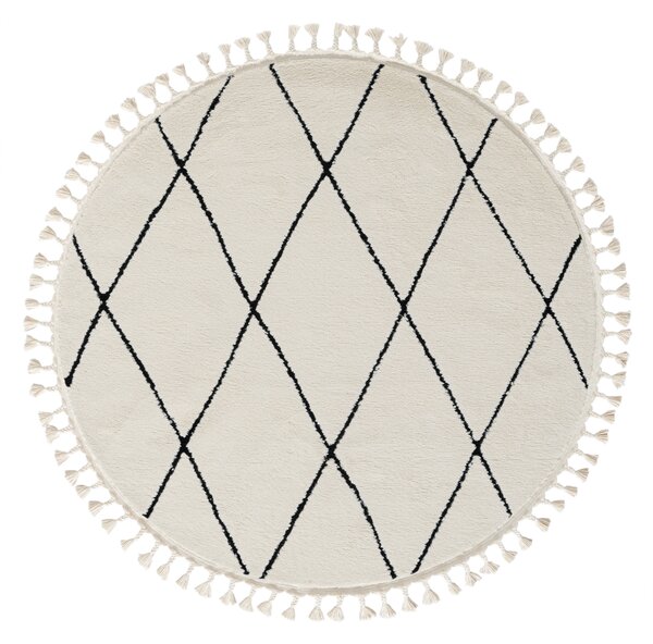 My Flair , Kusový koberec Moroccan Fantasy weiß kruh, 140x140 (priemer) kruh, čiernobiela, obývacia izba