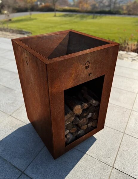 Pyresto Vysoké záhradné ohnisko 60 × 60 × 90 cm, corten CORGARDEN 1084