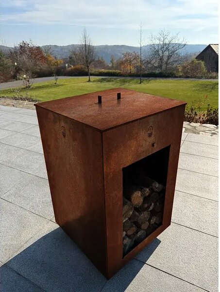 Pyresto Vysoké záhradné ohnisko 60 × 60 × 90 cm, corten CORGARDEN 1084