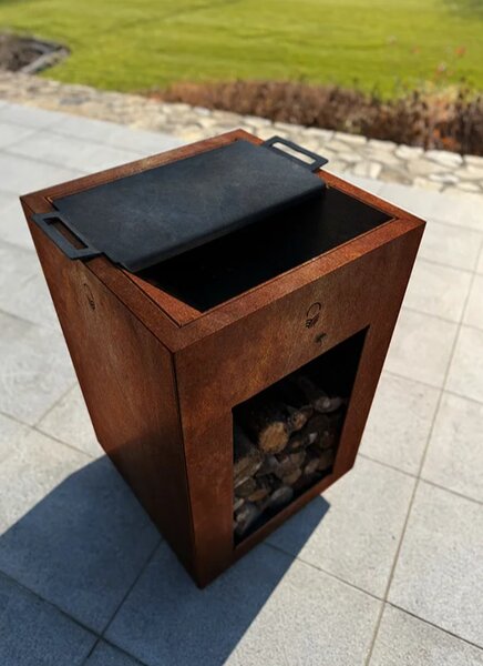 Pyresto Vysoké záhradné ohnisko 60 × 60 × 90 cm, corten CORGARDEN 1084