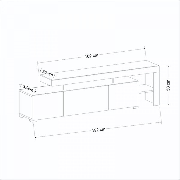 Hanah Home TV stolík Beliz s LED osvetlením biely