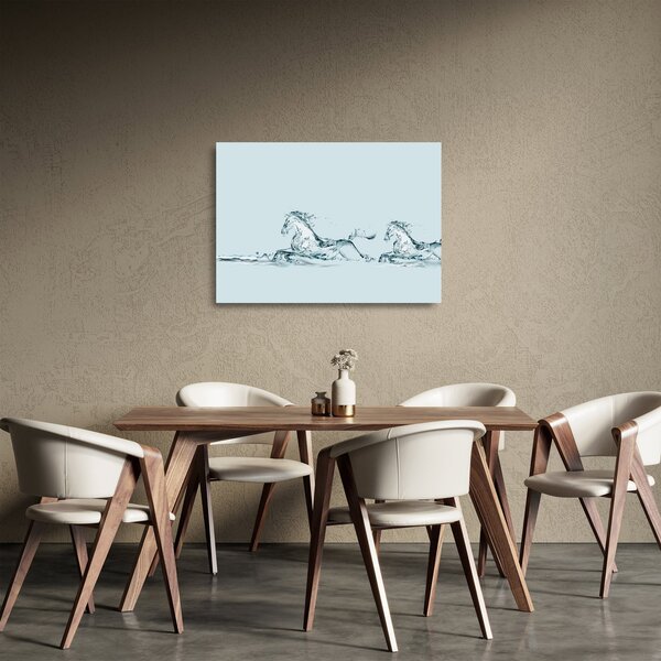 Sklenený obraz - Kone z kvapiek vody (70x50 cm)