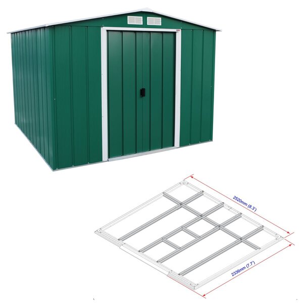 Titan Eco XL Záhradný domček 6,3 m² + podlahové profily, zelený DURAMAX 60161 + 57112