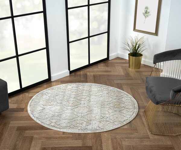 My Flair, Kusový koberec My Floor CA60034 creme kruh, 120x120 (priemer) kruh, šedá, chodba / predsieň