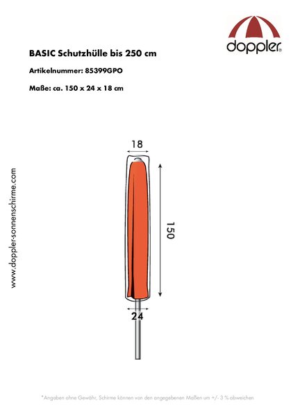 Derby Basic - ochranný obal pre stredové slnečníky do 250 cm