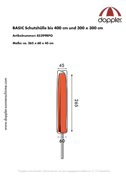 Derby Basic - ochranný obal pre stredové slnečníky do 400 cm a 300 x 300 cm