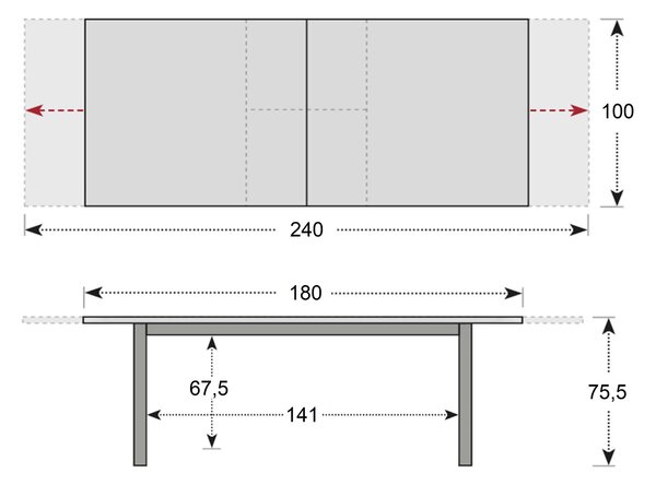 Doppler LIVORNO - záhradný rozkladací stôl 180/240 x 100 x 75,5 cm - Tovar s drobnou vadou (N531)