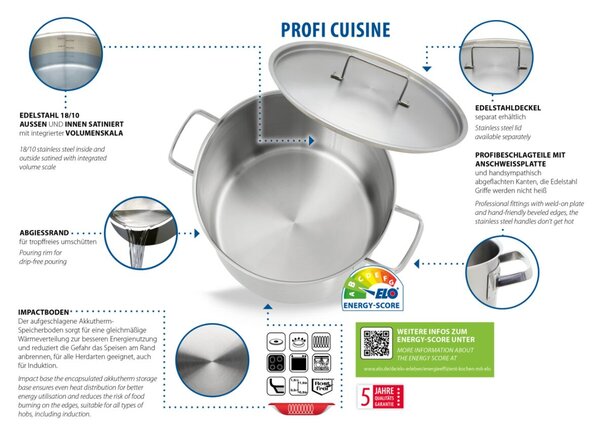Profi Cuisine Hrniec Ø 24 cm, 6,5 l, nerezový ELO 24224