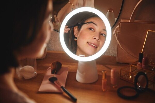 Philips 8719514420472 Mirror stolná dotyková kozmetická lampička so zrkadlom LED 4,5W/60lm 3000-5000K USB CRI95 biela stmievateľná