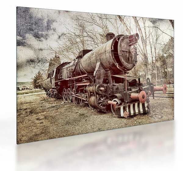Historický sklenený obraz lokomotívy (70x50 cm)