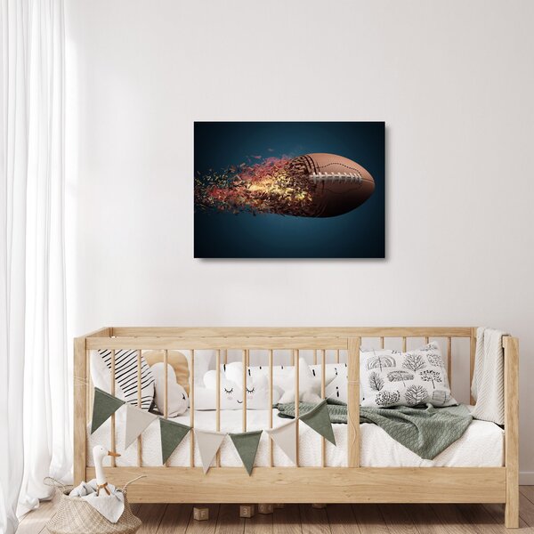 Sklenený obraz - Ragbyová lopta v akcii (70x50 cm)