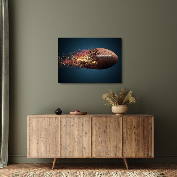 Sklenený obraz - Ragbyová lopta v akcii (70x50 cm)