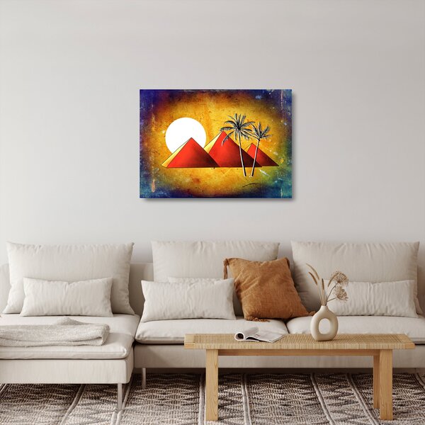 Sklenený obraz maľovaných egyptských pyramíd (70x50 cm)
